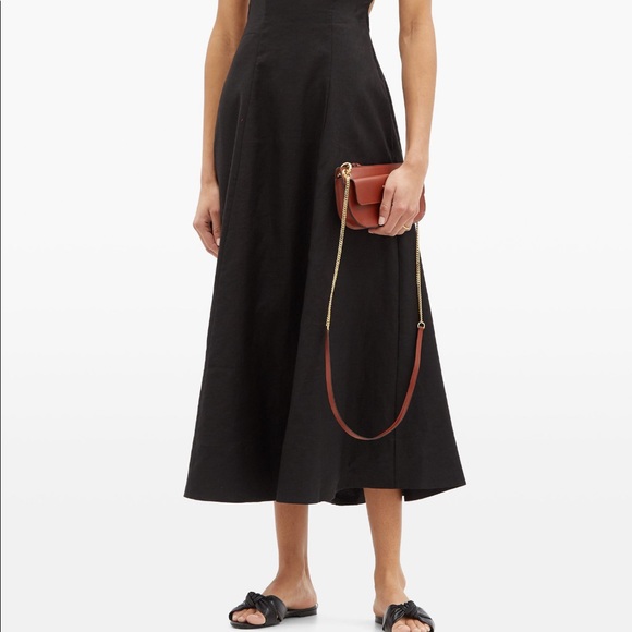 ZIMMERMANN Lulu cutout- back linen midi dress black size 3 - Picture 2 of 9